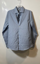 Load image into Gallery viewer, Michael Kors Mens Blue Plaid Print Stretch Long Sleeve Slim Fit Dress Shirt Sz M
