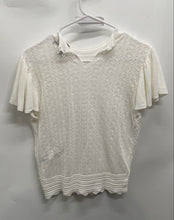Load image into Gallery viewer, Forever 21 Womens White Flared Sleeve Crew Neck Lace Blouse Top Size Medium
