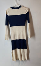 Load image into Gallery viewer, H&amp;M Womens Black Beige Knitted Long Sleeve Crew Neck Sweater Dress Size Medium
