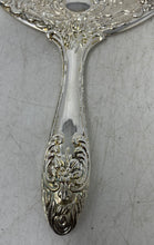 Load image into Gallery viewer, Silver-Tone Embossed Ornate Victorian Style Vanity Collectible Hand Mirror
