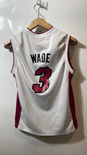Load image into Gallery viewer, Adidas Kids White Red Miami Heat Dwyane Wade #3 NBA Basketball Jersey Size M
