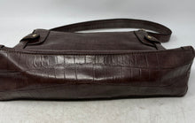 Load image into Gallery viewer, Liz Claiborne Womens Brown Croc Embossed Leather Inner Pocket Shoulder Bag
