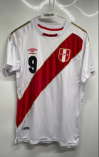 Load image into Gallery viewer, Umbro Mens White Red FPF Peru Paolo Guerrero #9 Crew Neck Soccer Jersey Size S
