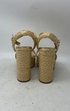 Load image into Gallery viewer, Guess Womens Gabela Gold Leather Open Toe Block Platform Heels Size 10M
