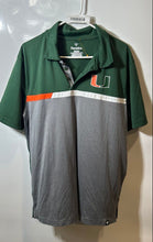 Load image into Gallery viewer, Fanatics Mens Dark Green And Gray Miami Hurricanes Collared Polo Shirt Size XL
