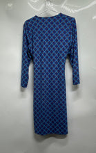 Load image into Gallery viewer, Anne Klein Womens Blue Geometric Print Long Sleeve Surplice Neck Wrap Dress Sz S
