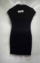 Load image into Gallery viewer, Zara Womens Black Short Cap Sleeve Stretch Mock Neck Mini Dress Size M
