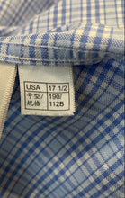 Load image into Gallery viewer, Brooks Brothers Mens Blue Plaid Cotton Non-Iron Long Sleeve Dress Shirt Sz 17.5
