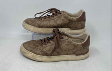 Load image into Gallery viewer, Coach Mens Clip G4949 Brown Monogram Print Low Top Lace-Up Sneaker Shoes Sz 7.5D
