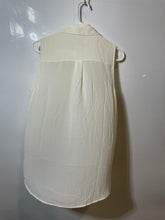 Load image into Gallery viewer, Michael Kors Womens Cream Sleeveless Collared High-Low Hem Button-Up Shirt Sz M
