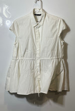 Load image into Gallery viewer, Zara Womens White Short Sleeve Collared Button Front Blouse Top Size Large

