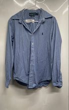 Load image into Gallery viewer, Ralph Lauren Mens Blue Striped Classic Fit Long Sleeve Button-Up Shirt Size M
