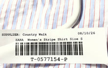 Load image into Gallery viewer, Zara Womens Blue White Striped Short Sleeve Button-Up Shirt Size Small
