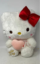 Load image into Gallery viewer, Hello Kitty Holding Pink Heart White Plush Toy With Bright Red Satin Bow
