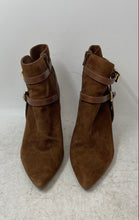 Load image into Gallery viewer, Michael Kors Womens Brown Leather Side Zip High Stiletto Ankle Booties Size 7M
