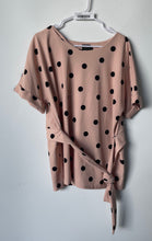 Load image into Gallery viewer, Worthington Womens Pink Polka Dot Short Sleeve Tie Waist Blouse Top Size XXL
