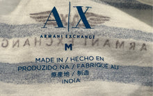 Load image into Gallery viewer, Armani Exchange Womens Blue Striped Cotton V-Neck Short Sleeve T-Shirt Size M
