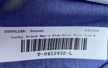 Load image into Gallery viewer, Lucky Brand Mens Blue Printed Slim Fit 4 Way Stretch Long Sleeve Dress Shirt M
