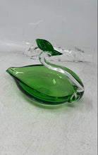 Load image into Gallery viewer, Mid-Century Green Art Glass Swan Dish Candy Bowl With Clear Glass Neck And Head
