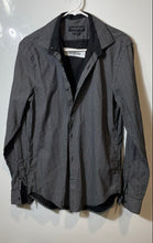 Load image into Gallery viewer, Zara Mens Black Geometric Long Sleeve Collared Slim Fit Button-Up Shirt Size L
