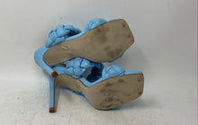 Load image into Gallery viewer, Steve Madden Womens Kenley Blue Leather Square Toe Slip-On Strappy Heels Sz 6.5
