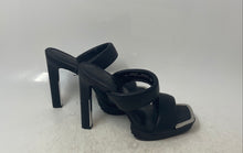 Load image into Gallery viewer, DKNY Womens Ralia Black Leather Slip-On Open Toe Block Platform Heels Sz 5 1/2M
