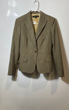 Load image into Gallery viewer, Anne Klein Womens Brown Striped Peak Lapel Flap Pocket One-Button Blazer Size 8
