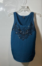Load image into Gallery viewer, Express Womens Blue Sequin Scoop Neck Sleeveless Pullover Tank Top Size S
