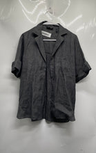 Load image into Gallery viewer, Theory Womens Gray Short Sleeve Collared Button-Up Shirt Size Small
