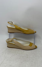 Load image into Gallery viewer, Bruno Magli Womens Beige Yellow Peep Toe Wedge Heel Slingback Sandals Size 9
