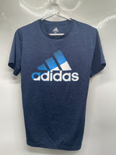 Load image into Gallery viewer, Adidas Boys Blue Heather Badge Of Sport Graphic Athletic T-Shirt Size M 10/12

