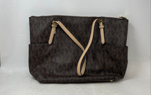 Load image into Gallery viewer, Michael Kors Womens Brown Signature Print Double Handle Shoulder Tote Handbag
