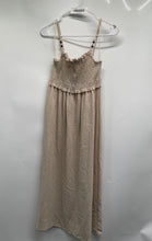Load image into Gallery viewer, Zara Womens Beige Spaghetti Strap Square Neck Smocked Midi A-Line Dress Size M

