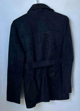 Load image into Gallery viewer, EGA Emporio Collection Womens Black Long Sleeve Belted Waist Suede Jacket Size L
