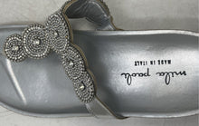 Load image into Gallery viewer, Mila Paoli Womens Silver Embellished Slip-On Wedge Heel Thong Sandal Size 7
