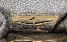 Load image into Gallery viewer, Marc Fisher Womens Light Gray Crocodile Embossed Faux Leather Top Handle Handbag
