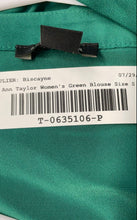 Load image into Gallery viewer, Ann Taylor Womens Green Long Sleeve V-Neck Pleated Front Blouse Top Size Small
