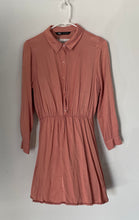Load image into Gallery viewer, Zara Womens Pink Long Sleeve Button Front Collared Shirt Dress Size Small
