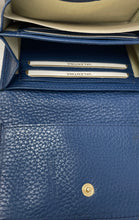 Load image into Gallery viewer, Valentina Womens Blue Leather Inner Divider Flap Compact Bifold Wallet
