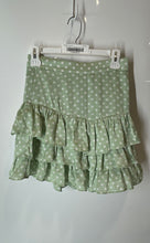 Load image into Gallery viewer, Zara Womens Green White Polka Dot Layered Ruffle Mini Skirt Size Small
