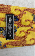 Load image into Gallery viewer, Alfredo Bendiani Mens Mustard Yellow Floral Paisley Print Adjustable Pointed Tie
