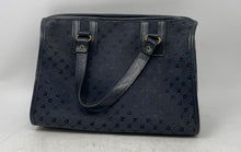 Load image into Gallery viewer, Pierre Cardin Womens Black Monogram Canvas Leather Trim Zip Top Tote Purse
