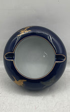 Load image into Gallery viewer, Cobalt Blue With Gold And Silver Color Crane Design Japanese Ashtray
