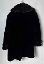 Load image into Gallery viewer, Borgazia Womens Black Faux Fur Long Sleeve Double-Breasted Pea Coat Size 12
