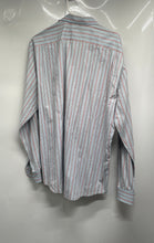 Load image into Gallery viewer, Lacoste Mens Blue Red Striped Regular Fit Collared Dress Shirt Size 44

