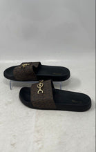 Load image into Gallery viewer, Michael Kors Womens Brown &amp; Gold With Logo Buckle Signature Slide Sandals Sz 8M

