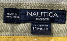 Load image into Gallery viewer, Nautica Mens Rigger Light Khaki Cotton Classic Fit Pleated Chino Pants 34Wx30L
