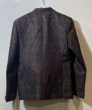 Load image into Gallery viewer, Rupees Mens Brown Blue Geometric Long Sleeve Button Front Nehru Jacket Size 40
