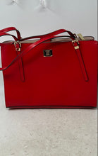 Load image into Gallery viewer, Antonio Melani Womens Red Leather Inner Pockets Double Handle Tote Handbag
