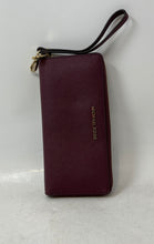 Load image into Gallery viewer, Michael Kors Womens Burgundy Textured Leather Detachable Strap Zip-Around Wallet
